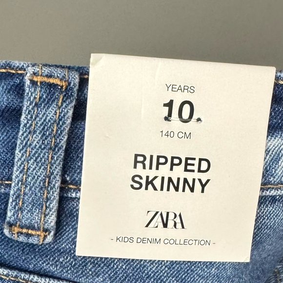 NWT Zara Kids Girls Ripped Skinny Jeans Raw Hem – Size 10 - Picture 9 of 14